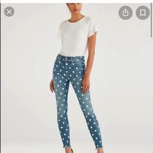 7 For All Mankind Women's Jeans hi waist ankle skinny polka dot